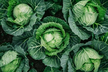 Fototapeta premium fresh beautiful cabbage farm, wet 
