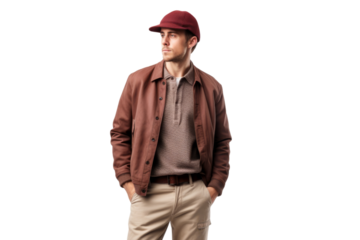 Confident person in fashionable urban outfit looking assertive Isolated on white background