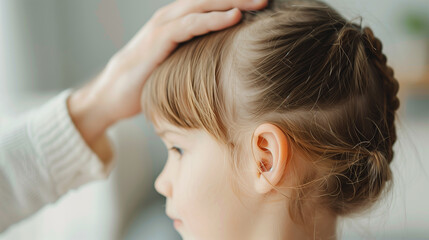 Fototapeta premium Father tying daughters hair