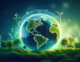 Naklejka premium sustainable business strategy global carbon targets emission reduction