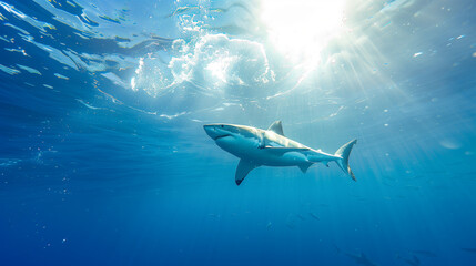 Fototapeta premium Great white shark underwater 