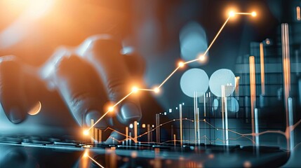 Abstract image of financial graphs and data visualization, highlighting economic trends, market analysis, and statistical information..