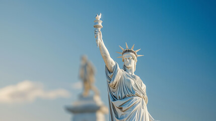 Fototapeta premium image of eagle against the American flag while celebrating Independence Day