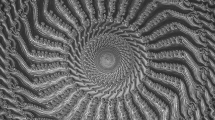 A 4k footage revealing a mesmerizing journey through complex, monochrome fractal patterns with elaborate and intricate details.