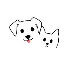 illustration of cat and dog logo shelter, pets 