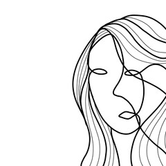 silhouette of a person, female, woman thin lines abstract art 