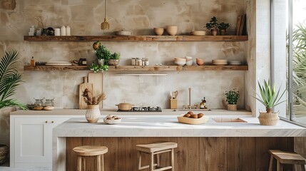 Serene Minimalist Kitchen Design with Clean Lines and Neutral Tones