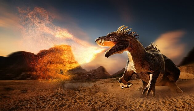 dragon spitting fire, AI generated