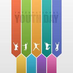 International youth day celebration, 12 August, suitable for greeting cards, banners etc.
