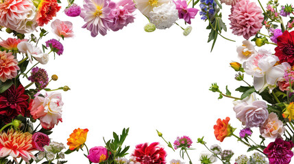 Charming floral frame with garden flowers