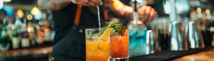 Mixology class with a bartender teaching cocktail making