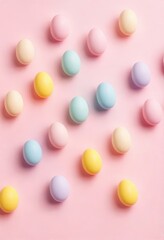 Colorful Eggs on Pink Background