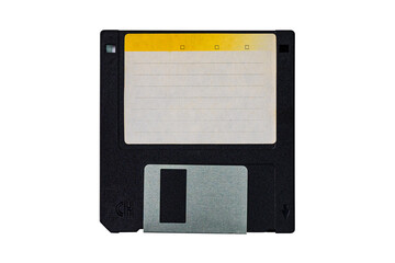 Obraz premium Top view of old blank lebel floppy disk isolated on white background with clipping path.