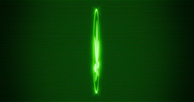 3D Rendering - Figurative self illuminated Cannabis marijuana leaf icon in green color spinning over a line grid pattern background - Seamless loop