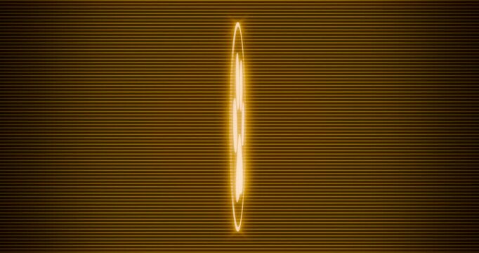 3D Rendering - Figurative self illuminated Paw pet dog cat icon in yellow color spinning over a line grid pattern background - Seamless loop