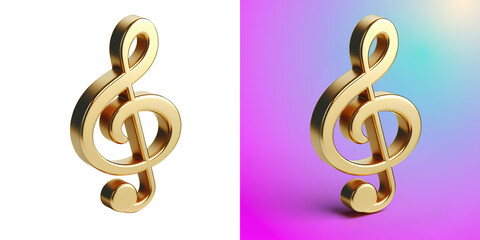 golden music note on transparent background