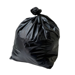 Black garbage bag on transparent background