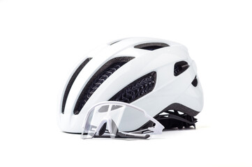 Fototapeta premium Bicycle sport glasses and bicycle helmet