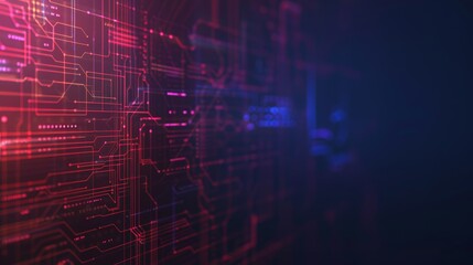 Obraz premium Abstract technology background with glowing circuit lines and binary code, representing modern digital and data concepts.