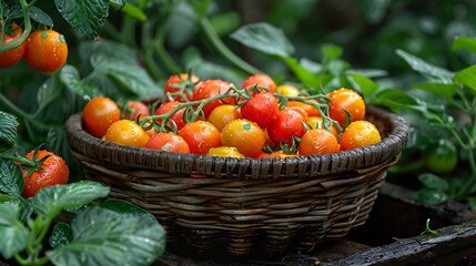 a basket of tomatoes.