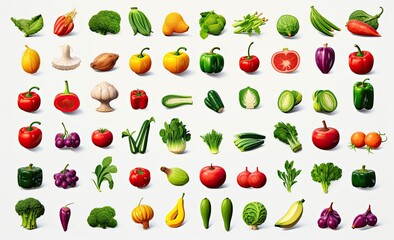 Obraz premium Fresh produce assortment for healthy cooking and food design.