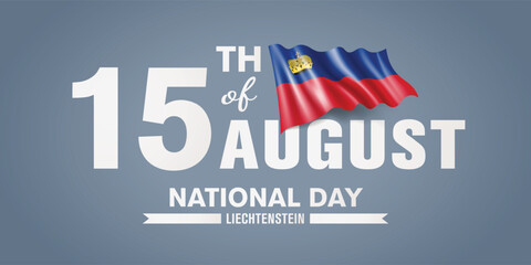Liechtenstein happy national day greeting card, banner with template text vector illustration