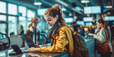 Obraz premium Traveler checking in at the airline counter 