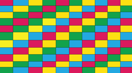 Brick wall background, different colors block rows