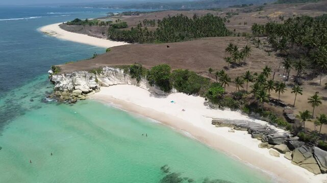 Aerial view of Pantai Watu Bella beach in West Sumba Regency, East Nusa Tenggara, Indonesia