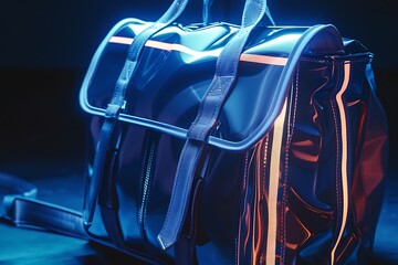 A school bag with reflective strips designed for safety during night commutes.