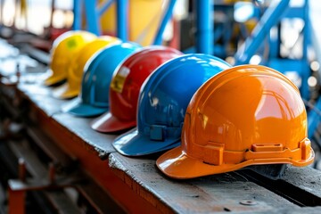 Fototapeta premium safety helmet at construction site