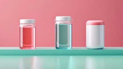 Colorful Beverage Bottles on Pink Background