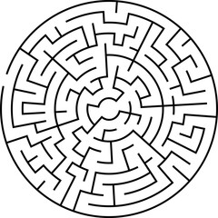 Solvable circular maze element isolated on white