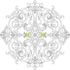 Sketch illustration silhouette vector drawing detail design decorative ornament old rosette classic vintage ethnic traditional