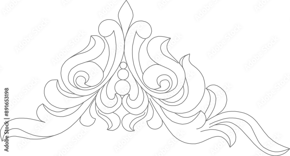 Wall mural vector silhouette illustration sketch detailed european vintage floral carving ornament design detai