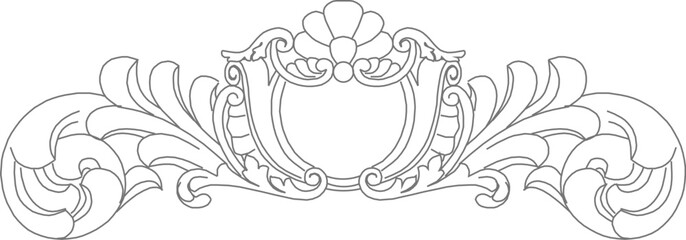 Vector silhouette illustration sketch detailed European vintage floral carving ornament design detail 