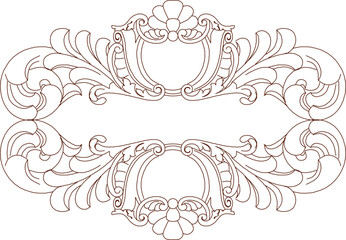 Vector silhouette illustration sketch detailed European vintage floral carving ornament design detail 