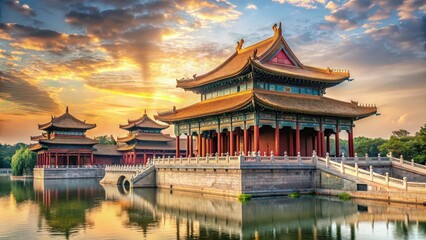 Obraz premium Majestic ancient temple located in Beijing, China with intricate architectural details and beautiful landscape, temple