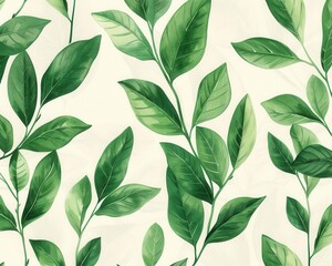 Handdrawn green plant pattern, pencil illustration, vintage botanical design, minimal and clean, 4K wallpaper