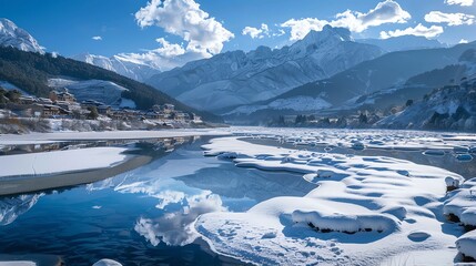 Obraz premium view of the countryside covered in snow