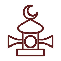 adhan Vector Line Maroon Icon Design