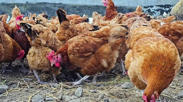 Chickens on traditional free range poultry farm