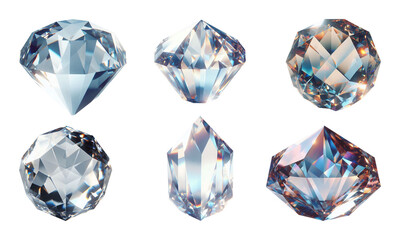 Fototapeta premium collection of diamonds of various shapes and types