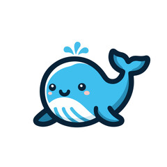 flat vector logo of a whale, flat logo of a whale.