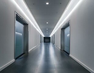 Fototapeta premium Modern corridor with LED lights reflects clean and minimalist aesthetic, minimalist, clean, modern, energy efficient