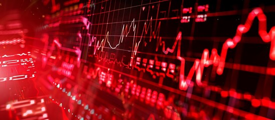 Fototapeta premium Mesmerizing red stock market data in shades of red with a digital ECG readout