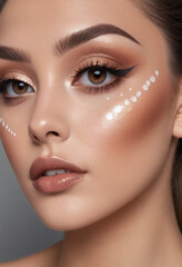 Fototapeta premium Influencer uses makeup to create a special effects look. 