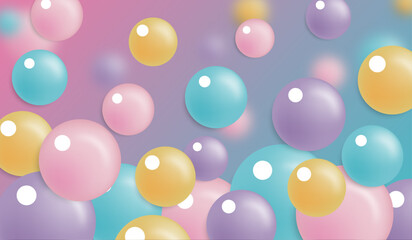 Virtual 3D bubble abstract background The bubbles move happily, golden, post card, vector.