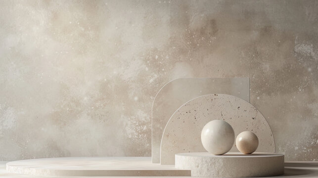 Simple geometric e-commerce background with podium for product presentation in morandi colors