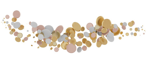 A cascade of gold pink and white confetti